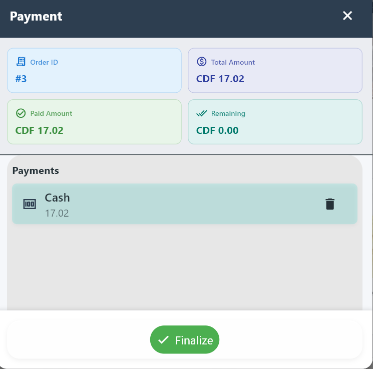 Cash payment