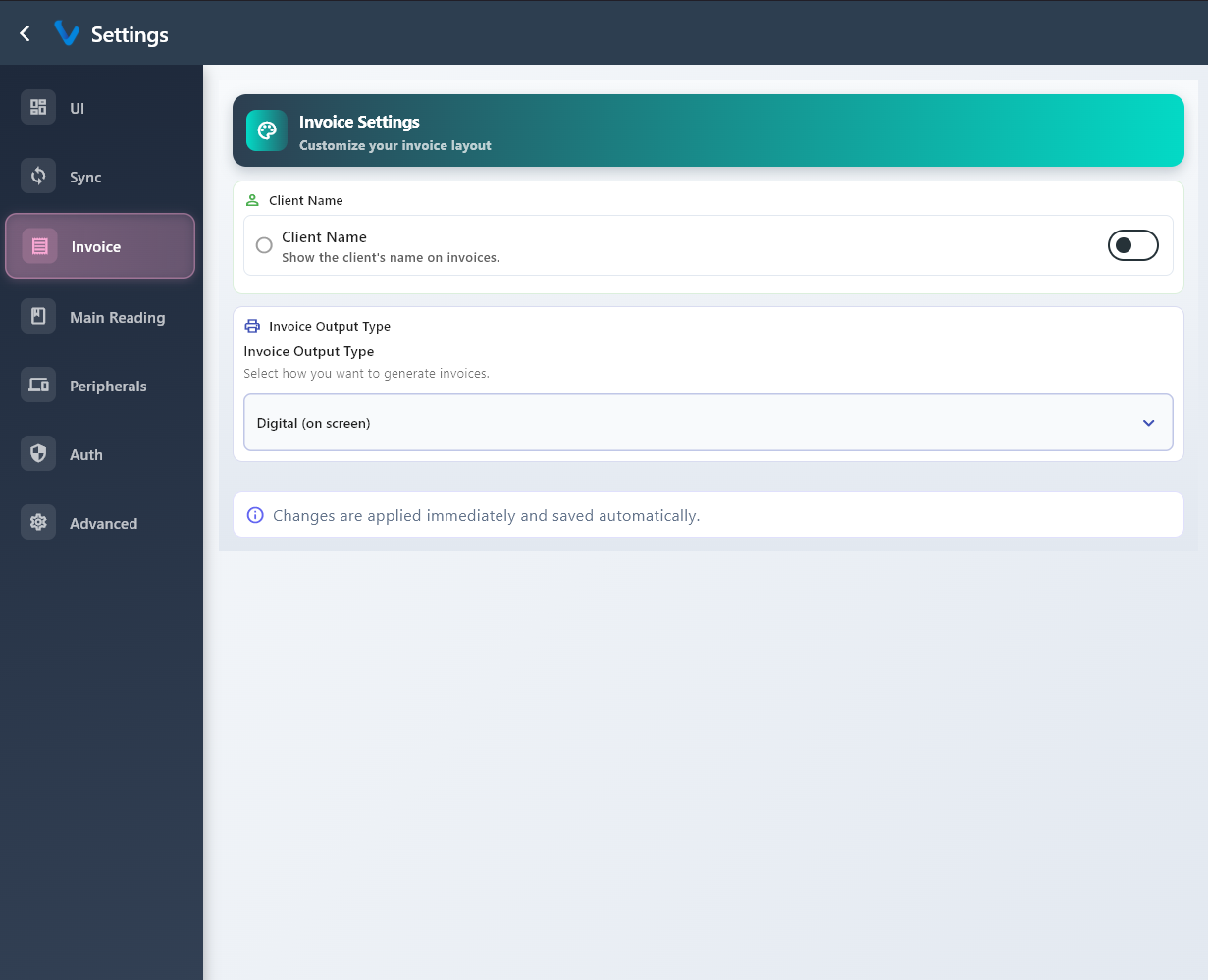 Invoice Settings