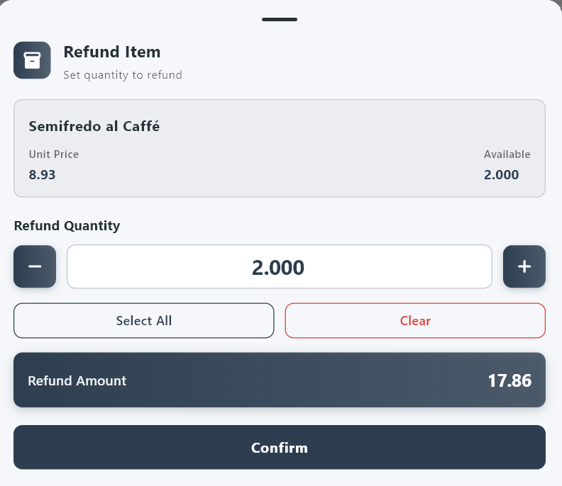 Partial refund — review and confirm